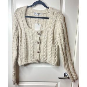 Zara jeweled button front sweater